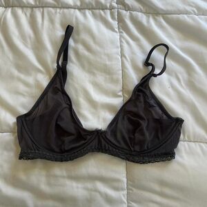 Honeydew Grey Lace Trim Underwire Bra-- No Padding sz Medium